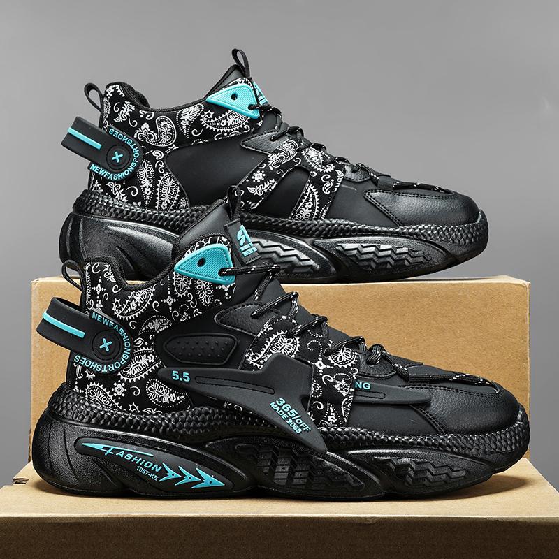 Shoes autumn youth student sports running shoes waterproof thick-soled wear-resistant high-top dad shoes