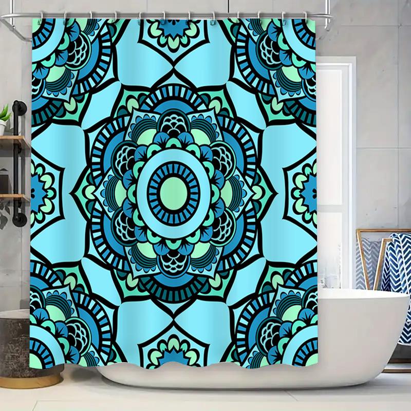 

Blue Mandala Shower Curtain Decorative Fabric Shower Curtains For Bathrooms Waterproof Privacy Window Panels Set With Rings (180 W60H190(CM)-1 Pcs