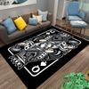 Playing Card Style Queen Design Carpet - Black White Graphic Rug Suitable for Use As an Anti-slip for Living Room Bedroom Sofas