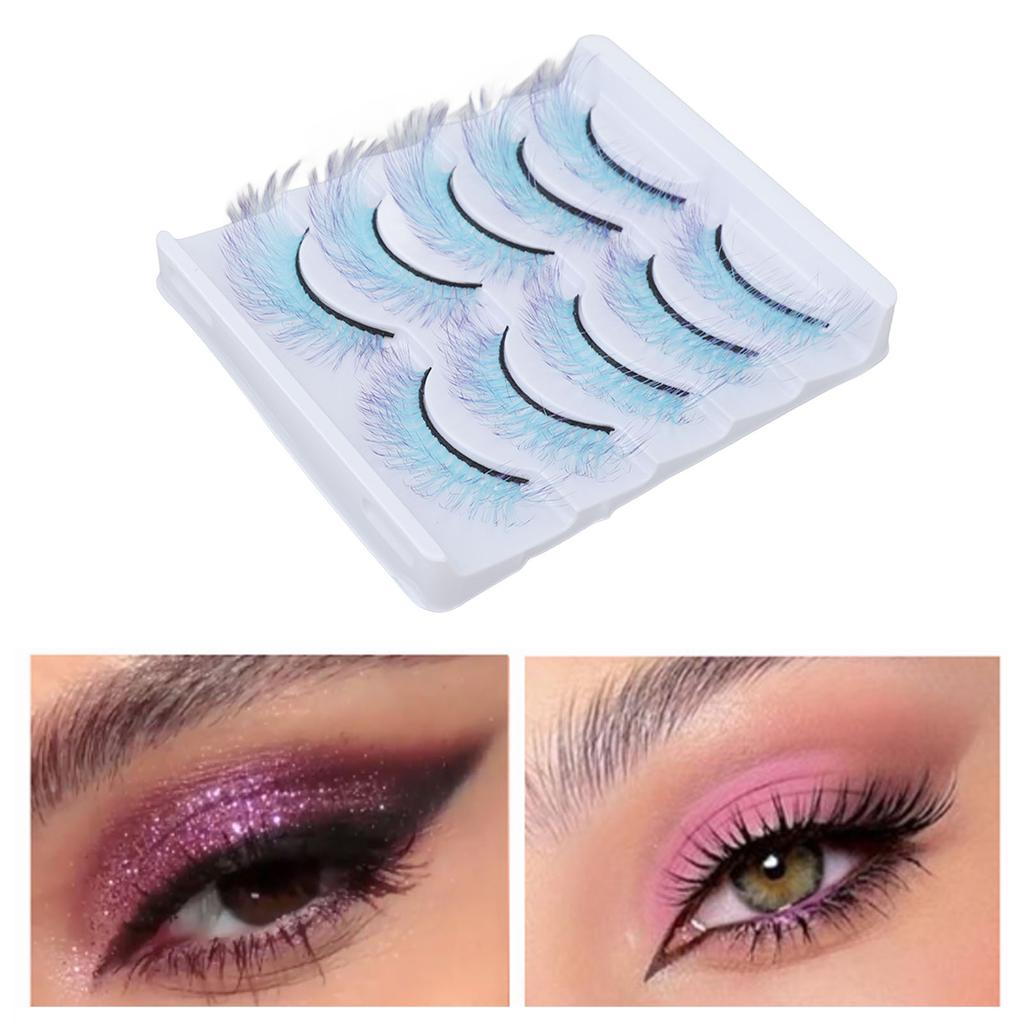 5pcs Colorful Eyelashes Dramatic Gradient Color False Eyelashes   3D  Ing Fake Eyelashes