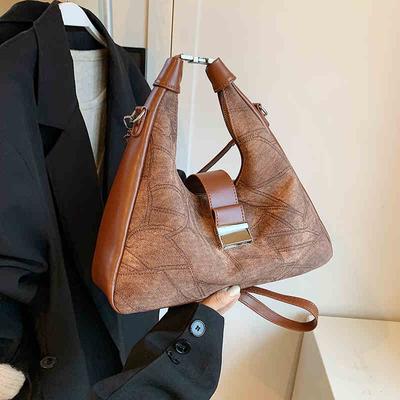 Autumn Winter Contrast Color Small Handbags Women Trendy Versatile Crossbody Bag Lady Daily Commuter Shoulder Bag