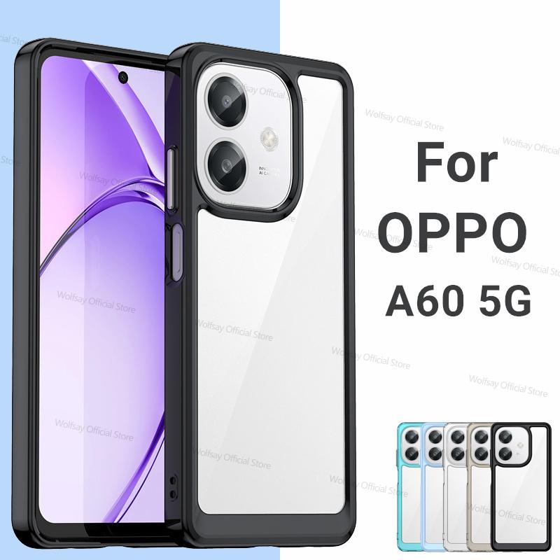 For OPPO A60 5G Case For OPPO A60 5G Cover Funda Clear PC + TPU Silicone Shockproof Protective Phone Back Cover For OPPO A60 5G