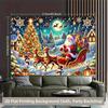1 piece of 2D background fabric, polyester background banner for Santa Claus driving sleigh at night, durable materialzyc