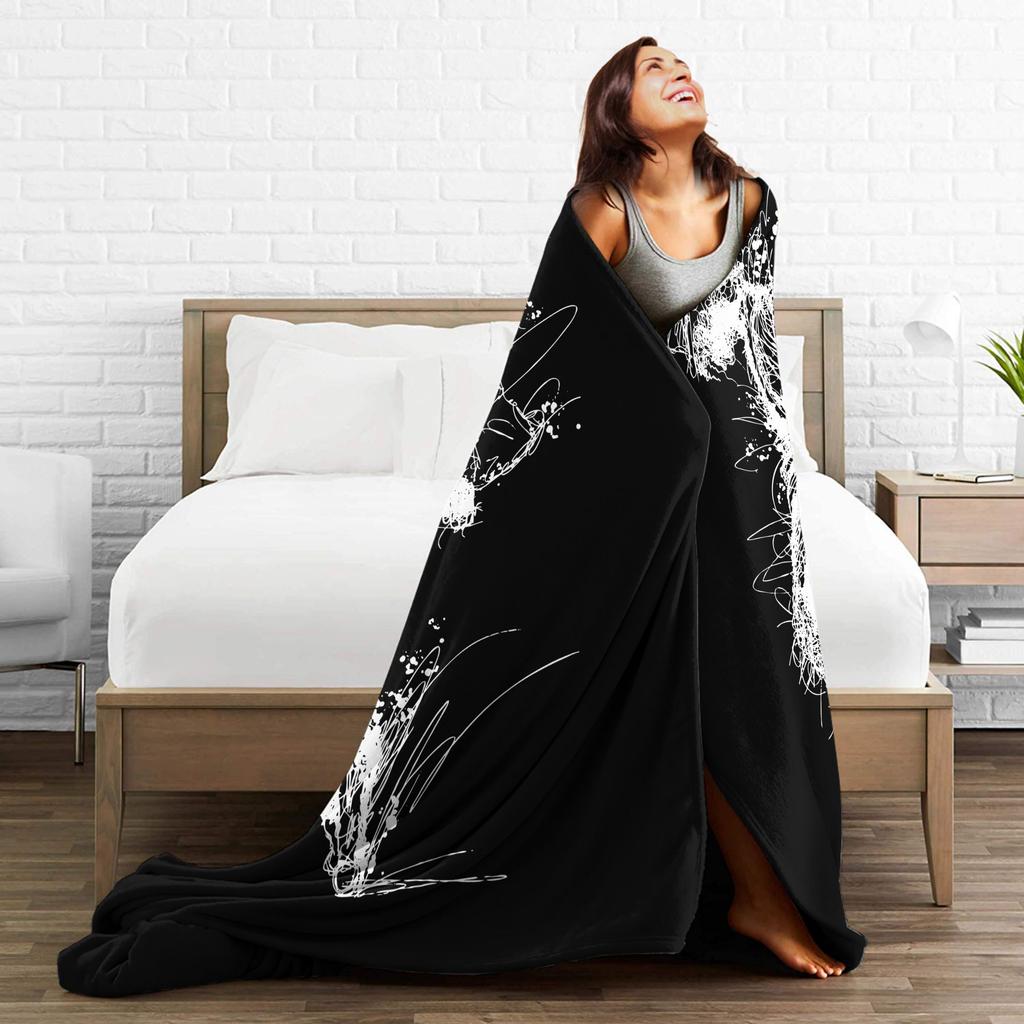 MJ Pop King MoonWalk Scribble Blankets Flannel Textile Decor Multi-function Lightweight Throw Blankets for Sofa Travel Rug Piece