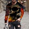 Fashion 3D Skull Print Long Sleeve T-shirts Hip Hop Trend Harajuku Men's T Shirt Casual O-neck Loose Tops Vintage Clothes