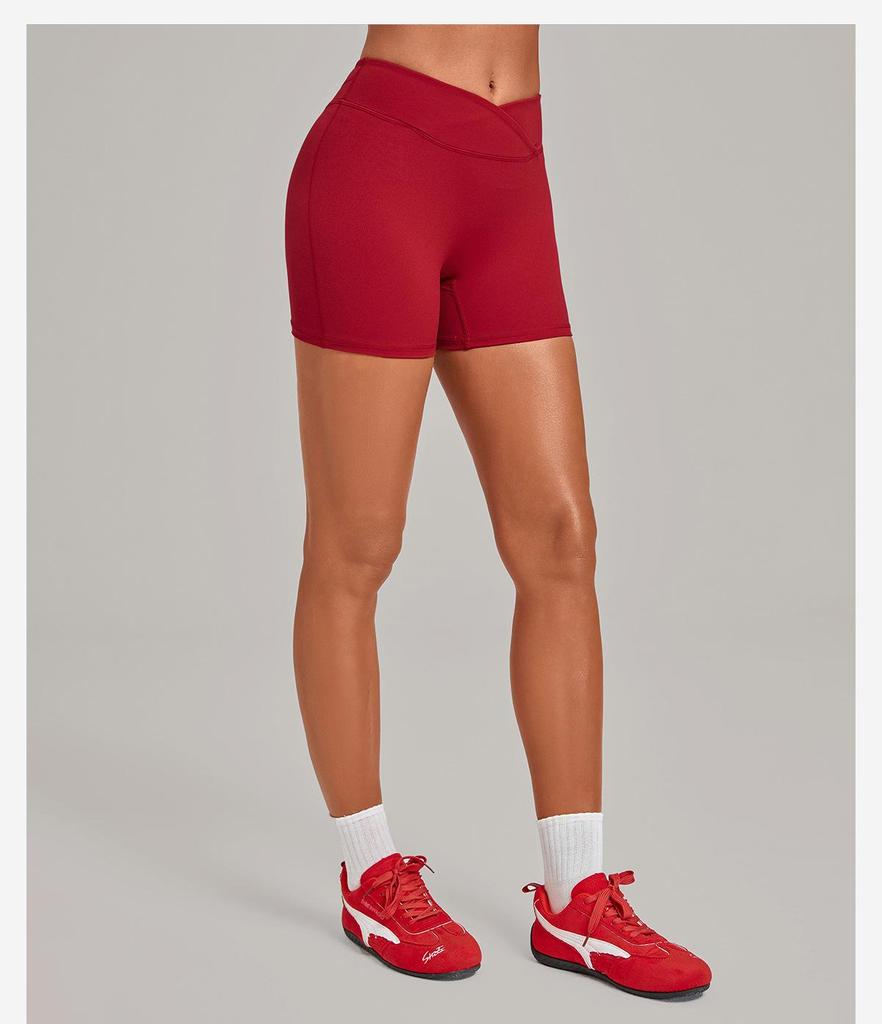 High-Waisted Cross-Waist Yoga Shorts for Running, Cycling, Sports (Model 9721)