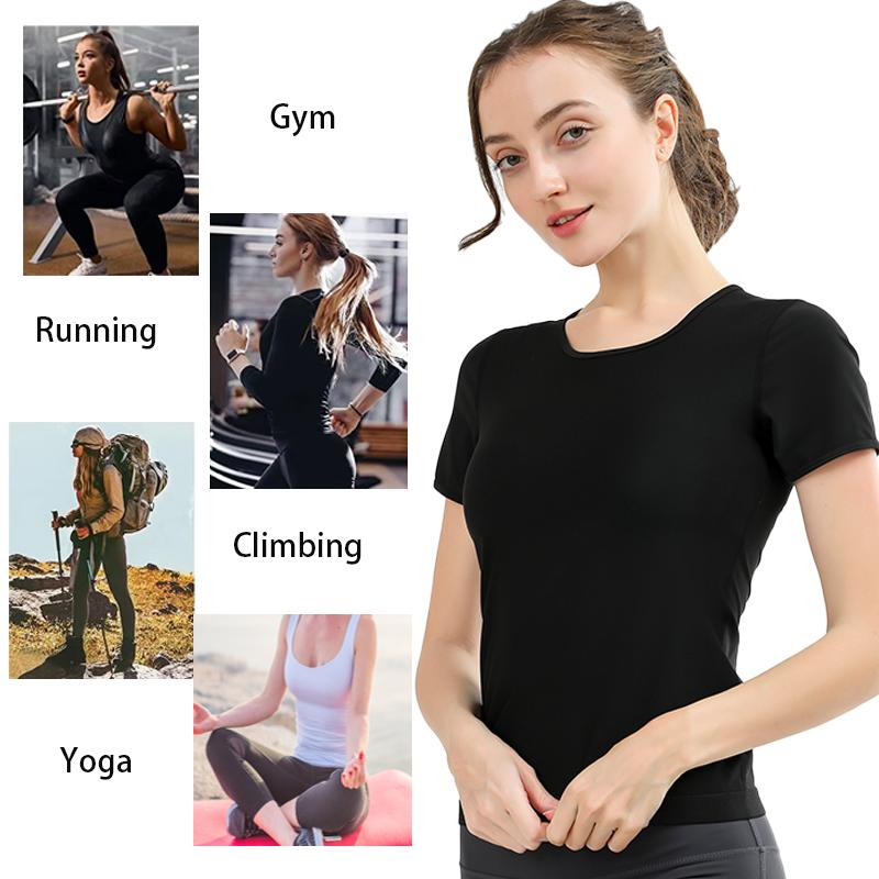 Saunaanzüge für Damen Kurzarm Kompressions-Tanktop Sauna-Schweißshirt Body Shaper Schlankheits-Taillentrainer Wärmespeichernd