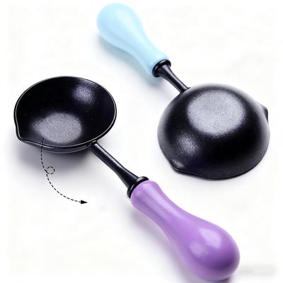 New Sealing Wax Non-Stick Spoon Anti-Hot Wood Handle Retro Wax Stamping Spoons Fire Paint Melting Firing Stamp Metal Tool
