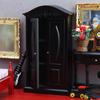 1Pcs Dollhouse Decorative Furniture 1:12 Simulation Mini Wooden Black Wardrobe Carving Vintage Double Door Cabinet Home Decor