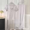 Summer New Lace Small Ice Silk Pajamas Women's, Simple Solid Color Casual and Comfortable Women's Loungewear