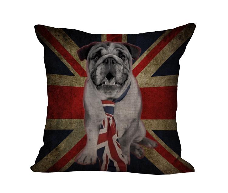 Cozy Cushion Cover American & British Flags Pet Dog Printed Personality Throw Pillow Case Home Decorative Pillows Square 45x45cm
