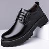 2025 Autumn/Winter Men's Retro Leather Workwear Shoes - Lace-up, Thick Sole, Casual Trend