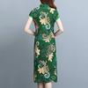 Lady Cheongsam Chinese Style Vintage Stand Collar High Split Summer Qipao for Stage Show