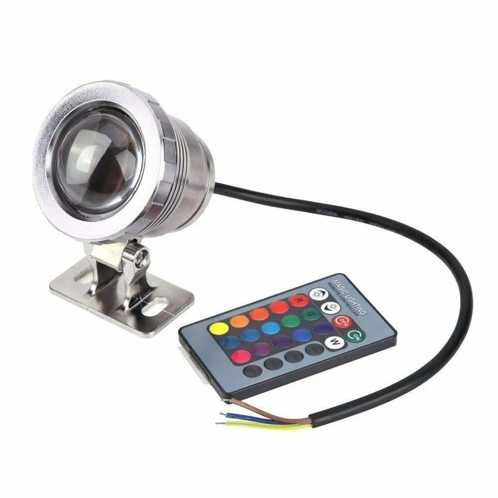 Waterproof RGB Fountain Light DC12V 10W LED Spotlight Atmosphere Lighting Remote Control Pool Spotlight Aquarium