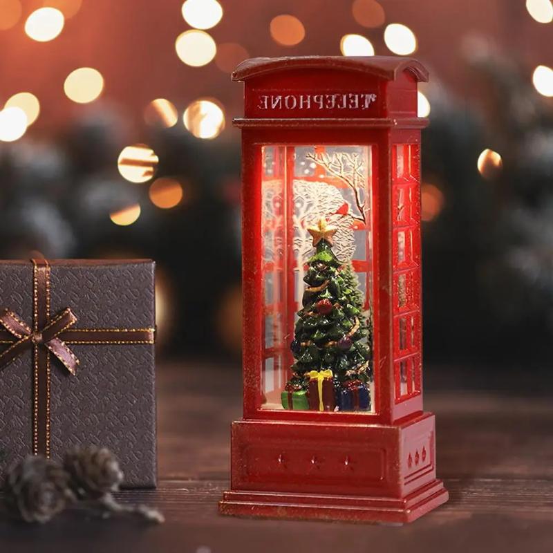 Christmas Chestnut Telephone Booth Christmas Desktop Decoration Luminous Telephone Booth Creative Night Light Christmas Gifts