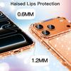 Orange Gold Glitter Case for iPhone 17 Pro Max Air 16E 16 E 15 Plus 14 13 Mini 12 11 X XS XR SE 2022 2020 7 8 Bling Sparkle Phone Cover Accessories
