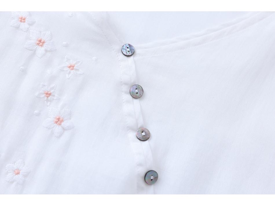 2024 Embroidered Ramie V-Neck Women's Mid-Sleeve Long Dress