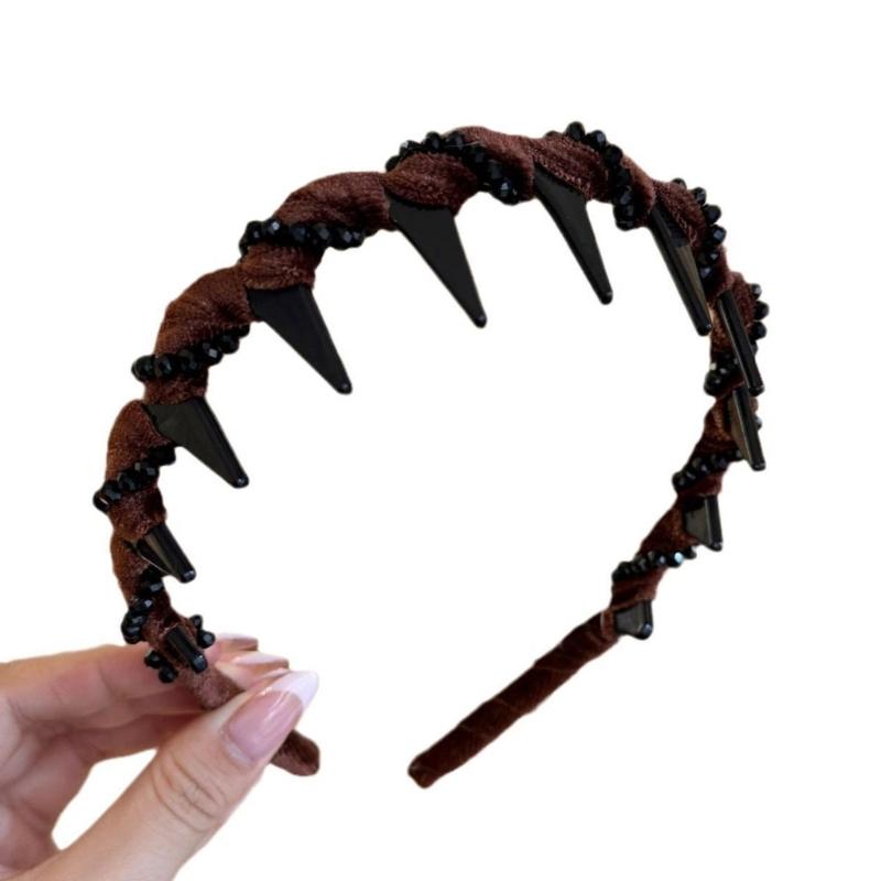 Velvets Artificial Crystals Waving Headbands Sparkling Rhinestones Hair Accessory For Women Elegant Party Wedding Daily Use