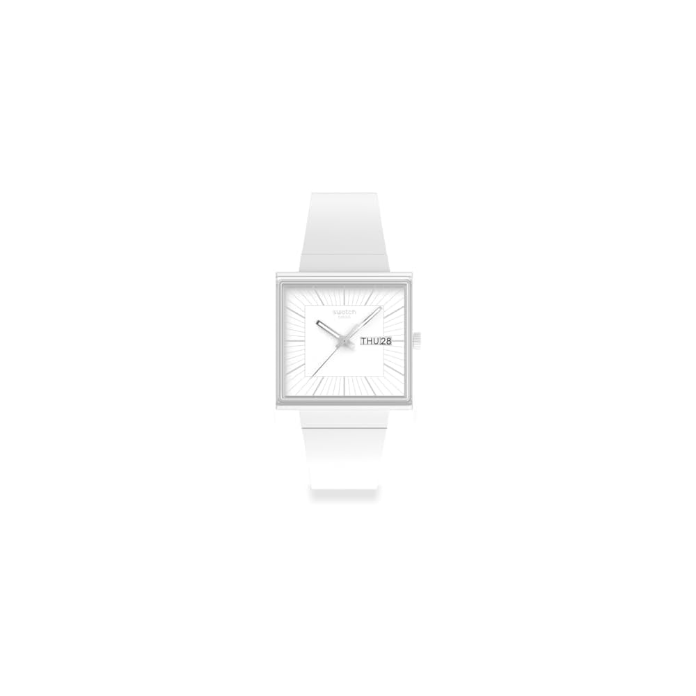 Swatch WHAT IF All White Square Bioceramic Watch SO34W700