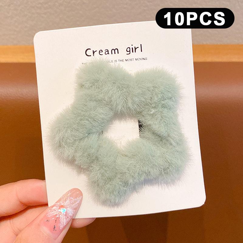 10Pcs Winter Plush Y2K Star Bb Hair Clips For Women Hairpins Cute Fluffy Side Bangs Clips Headdress Hair Accessories