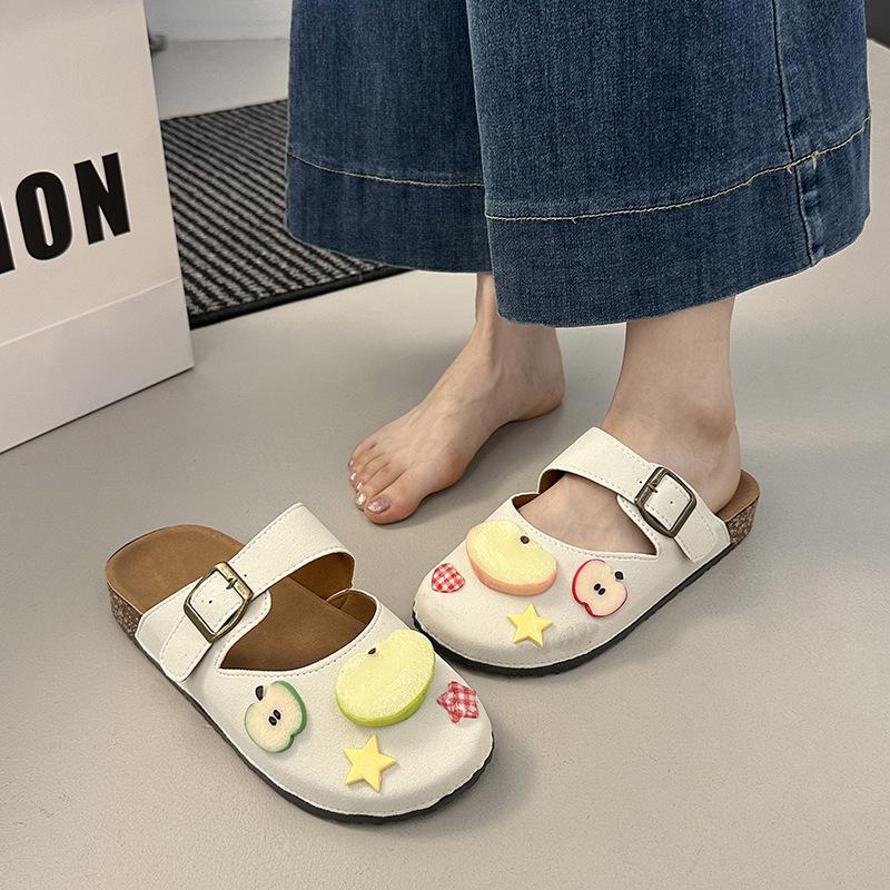 Milk Cute Cartoon Bag Head Half Slippers Women's 2025 Spring and Summer New Retro Home Indoor Thick-bottomed Versatile Sandals