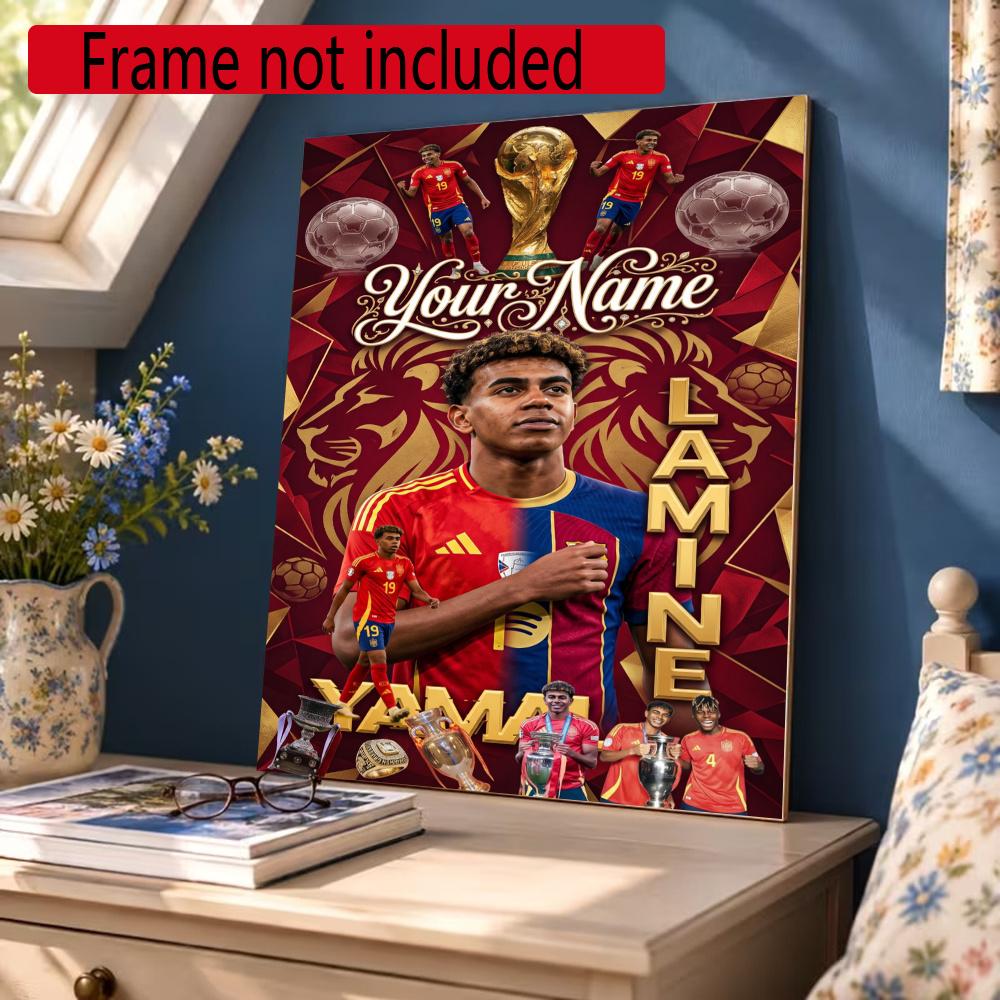Lamin Yamal Customize Your Name Diamond Painting Round Diamond Diy Frameless Holiday Artwork Suitable For Home Office Wall Decoration