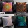 Colorful Retro Floral Mandala Pattern Cushion Cover Natural Linen Organic Fabric DoubleSided Printing Home Decor Breathable