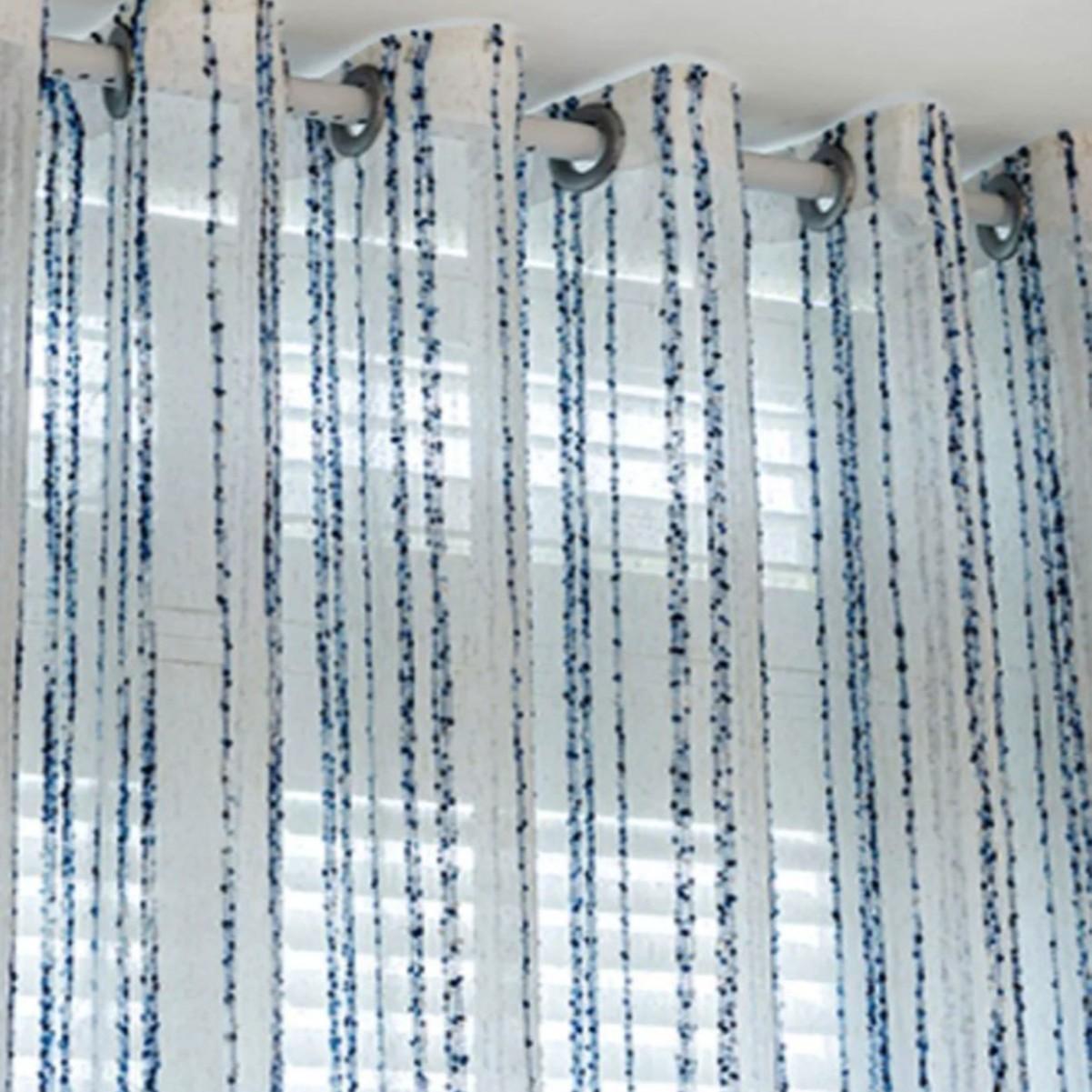 1 STuks Moderne Veelkleurige Gestreepte Doorzichtig Gordijn, 1 stuks, Geschikt voor Woonkamer, Keuken, Balkon, Huisdecoratie, Koffiehuis, Licht Bl W100xH200cm&Hooks tape top&1 panel