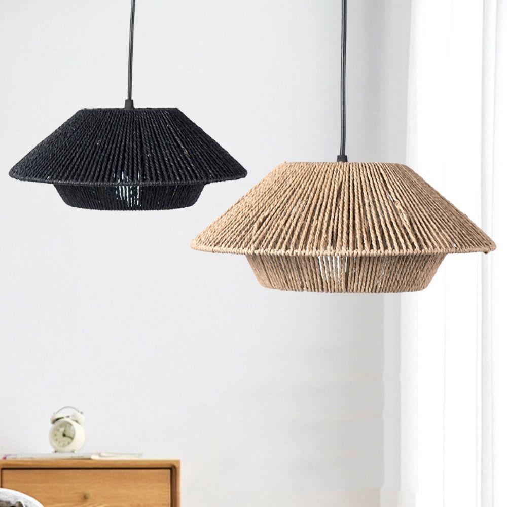 Barrel Vintage Lampshade Paper Weaving Simulated Rattan Lamp Shade New Light Cover  Hotel