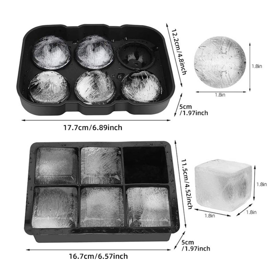 2 Pack Silicone Ice Ball Maker Mold with Leak-Proof Lid Whiskey Sphere Ice Cube Trays for Bourbon Cocktails Easy Release
