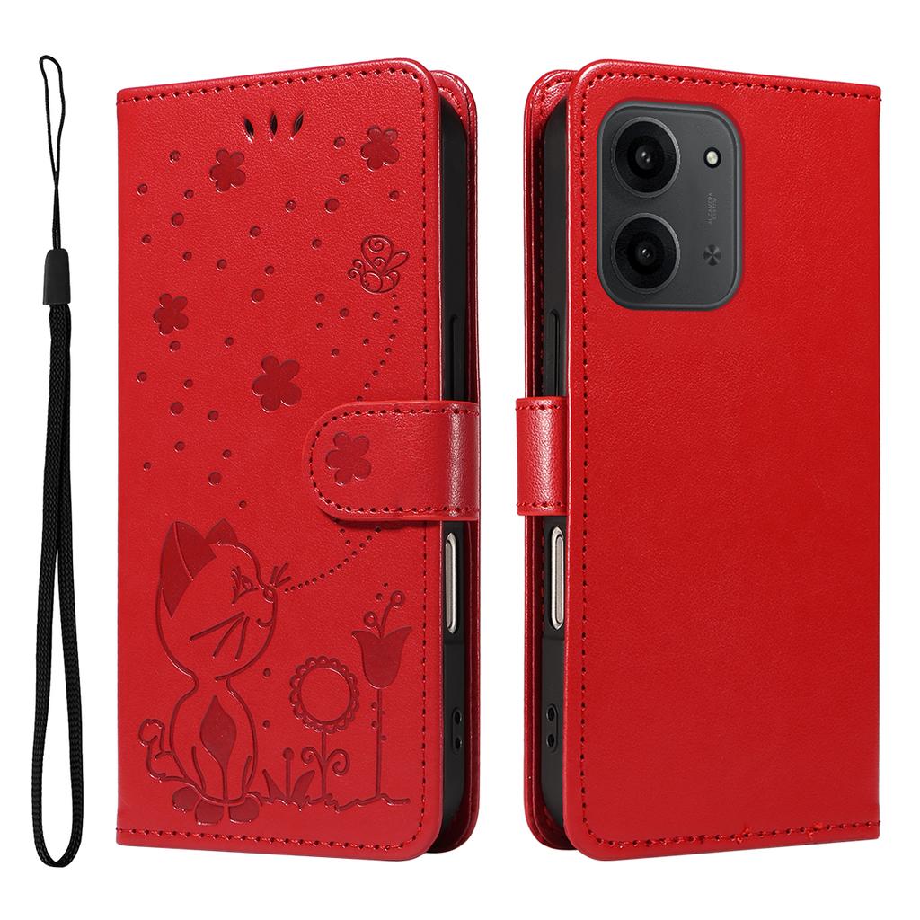 For Xiaomi Redmi 15C 4G (171mm) Leather Wallet Case Cat Bee Pattern Phone Cover Stand