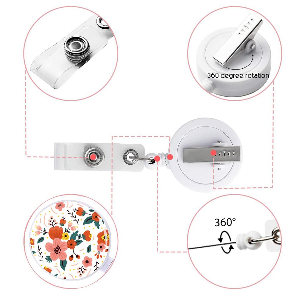 Flower Succulents Retractable Badge Reel Lanyards Id Name Card Badge Holder Nurse Student Employee Card Alligator Clip Supplies