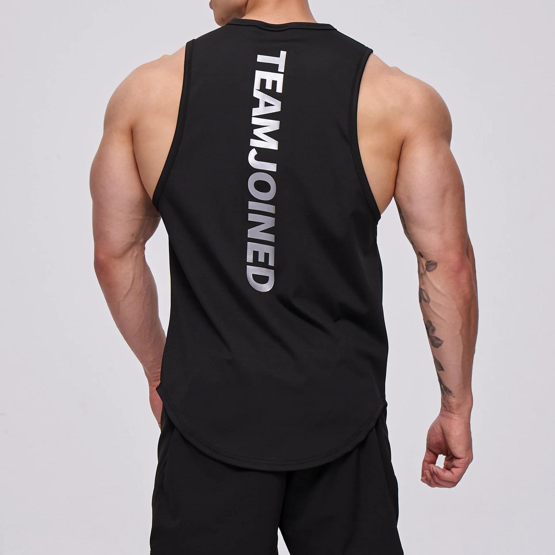 

Men s New American Slim-Fit Quick-Dry Sports Tank Top - Letter Print Sleeveless Fitness Shirt XL чорний