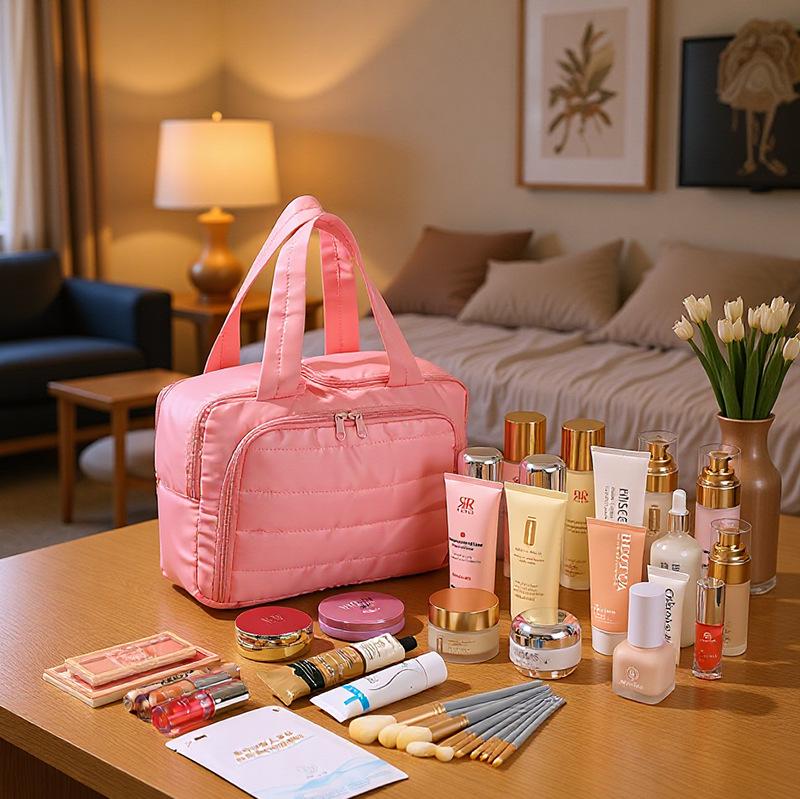 2025 Fashionable Minimalist Women's Large-Capacity Travel Makeup Bag - Portable, Lightweight, Partitioned Storage for Toiletries