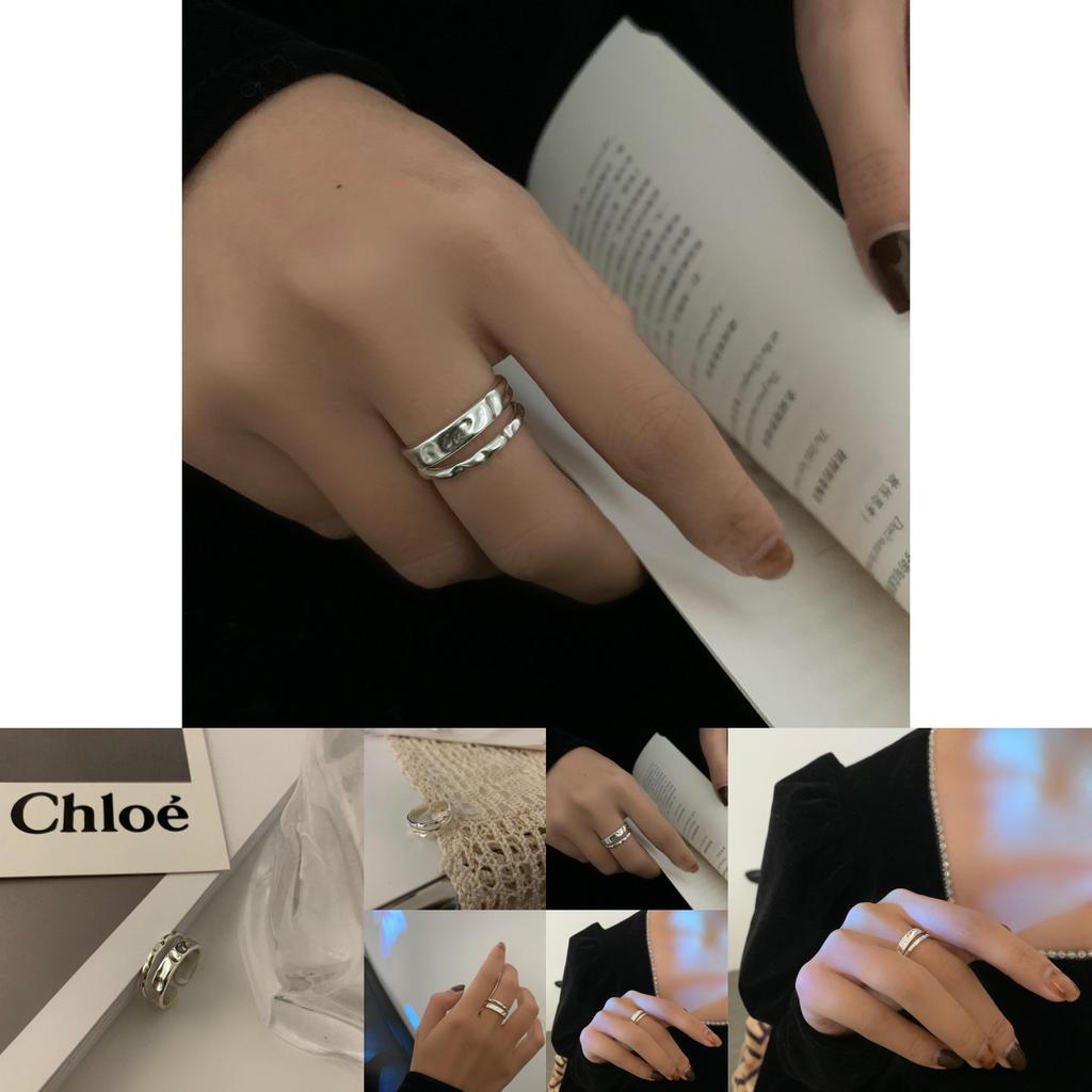 Elegant S925 Silver Candy Wave Pattern Hollow Geometric Ring For Women Fashion