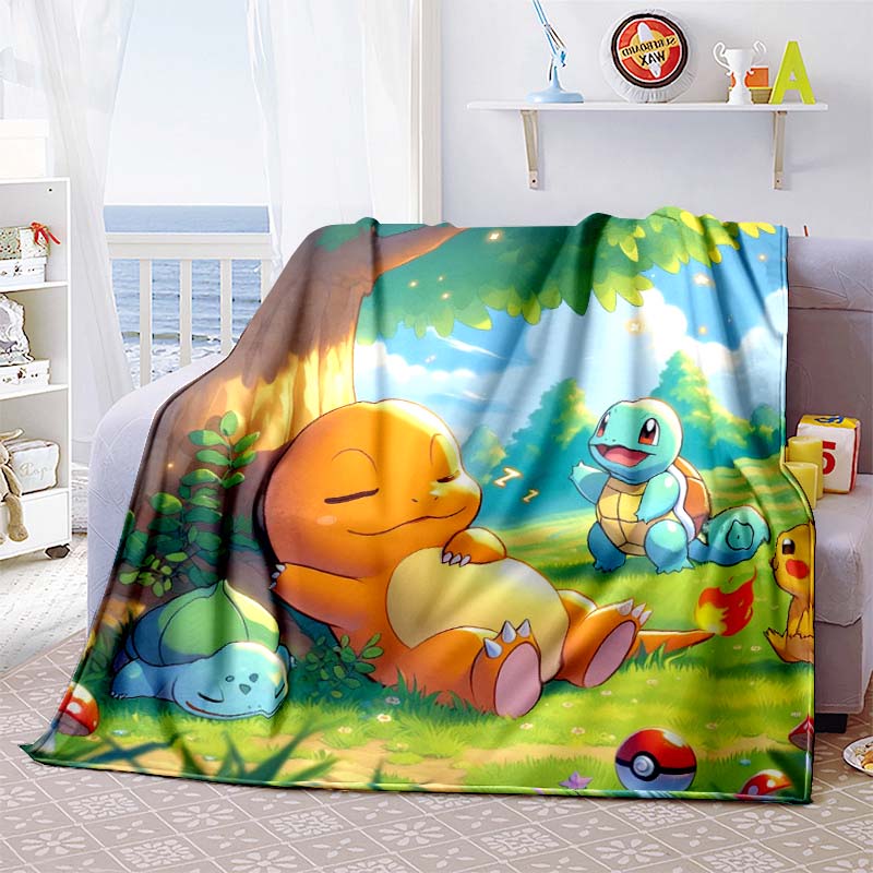 Pokem-Squirtles Decorative Blanket School Bedroom Decoration Fluffy Soft Blankets for Bed Bedspread the Sofa Throw Warm Winter89