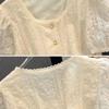 Blouse en dentelle à manches courtes style français pour femme, haut chic tendance, chemise élégante et décontractée