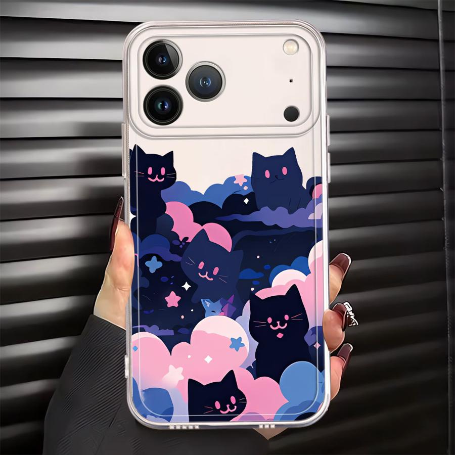 

Мультяшный Кот Мягкий Чехол для Телефона для iPhone 17 Pro Max 15 14 Plus 11 XR 13 Pro 16 7 8 12 Mini Air XS Max iPhone 8
