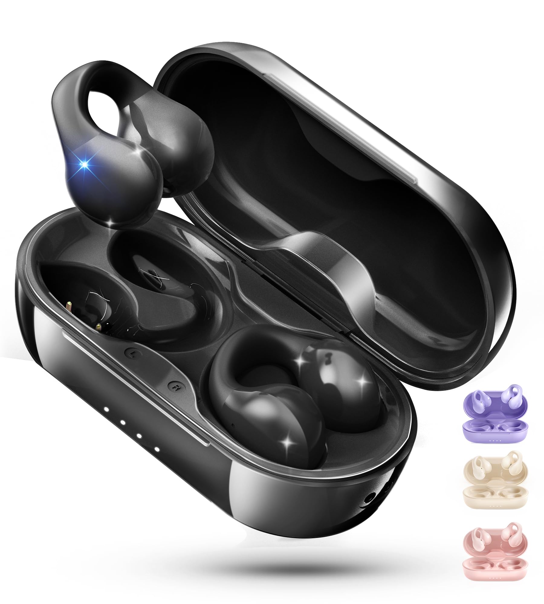 

King Lucky Ear Cuff Wireless Earbuds with Bluetooth Compatible Design No Ear Blockage IPX4 Waterproof Microphone Fast Charging Sound Leakage чорний