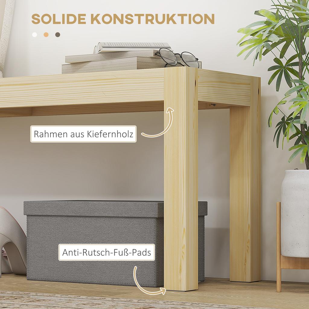 Bank Holzbank Küchenbank, Massivholz, 3-Sitzer Bank, 120 cm x 33 cm x 45 cm, Natur