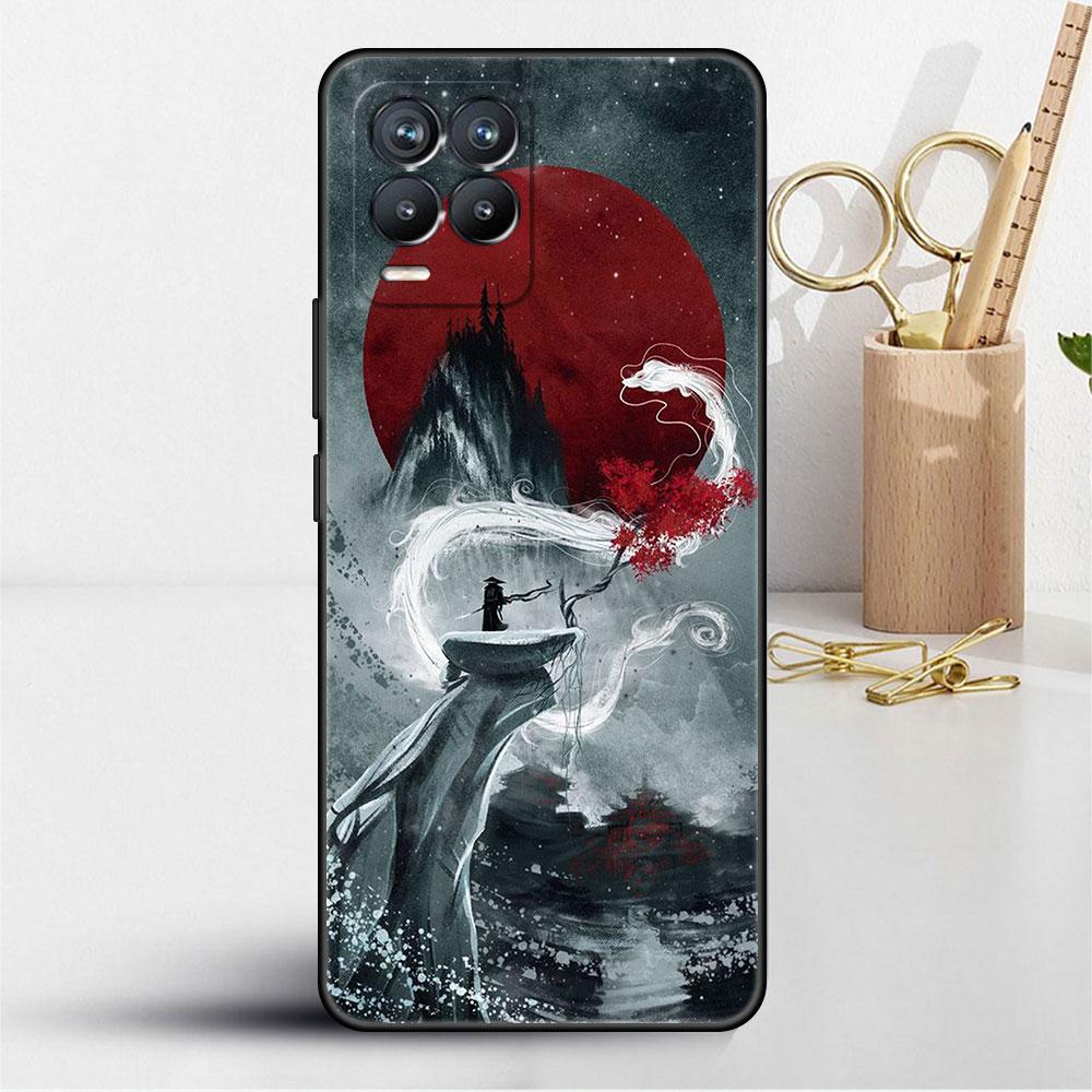 Krajinomalba Tušová malba Japonsko Samurajské umění Měkké TPU pouzdro pro Realme 8 C21 9 Pro 8i 9i GT Neo 3 2 C3 7 6 C21Y C15 C11 Kryt na telefon