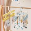 Socks Drying Rack with 14 Clips Foldable Hanging Rack Clothes Drying Rack with 360-Degree Rotatable Hook for Drying Socks Underwear Baby Clothes