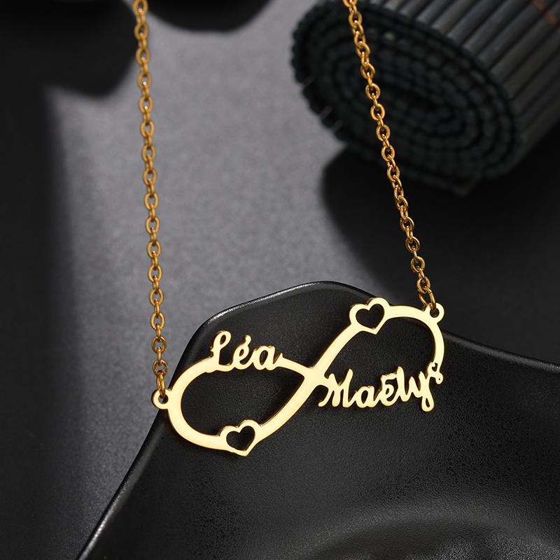 Atoztide 2022 New Stainless Steel Personalized Custom Couple Name Necklace Choker Chain Infinity Summer Pendant Nameplate Gift