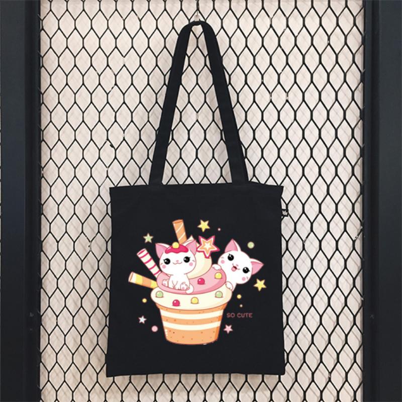 Tote Bag Cartoons Anime Bags Shopping Bag Canvas Shopper Bag Reusable Tote Bag Handbags Shoulder Bags Collapsiblet Custom Bag