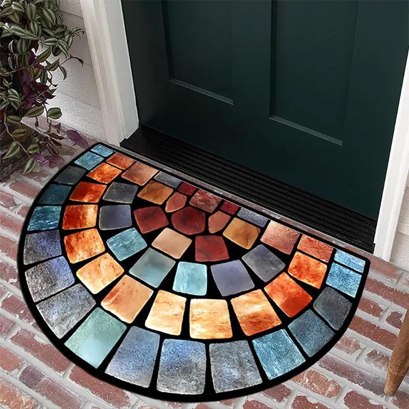 Half Circle Entrance Door Mat Easy To Maintain Anti Slip Foot Mat Household Floor Mat