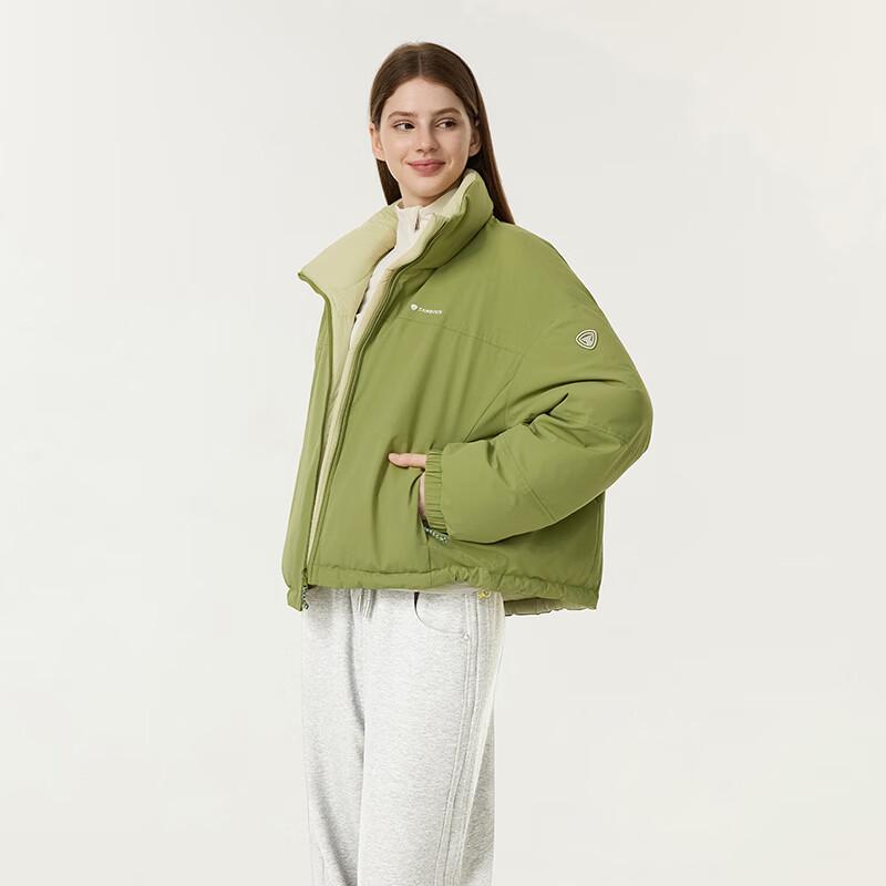 Tanboer Women's 2025 New Short Stand Collar Puffy Reversible Down Jacket