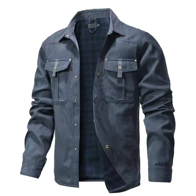 

Men s Jackets Spring Flannel Lined Shirt Coat Shacket Casual Snap Button Overshirt Western Cowboy Style High Quality Top M