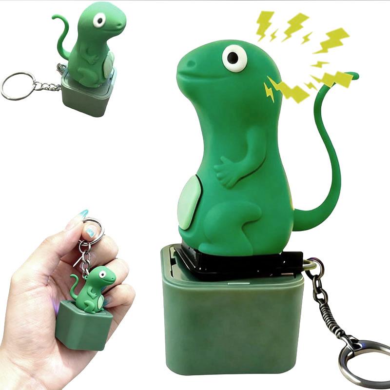 Rechargeable Funny Croaking Frog Keychain with LED Light - Stress Relief Fidget Clicker with Frog Lizard Snake Sound Feature