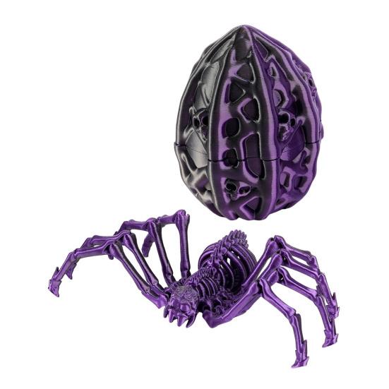 Classroom Prizes for Kids 3D Printed Articulated Skeleton Spider with Hollow Egg, Movable Joint Halloween Party Favors Figurine, Creepy Decor