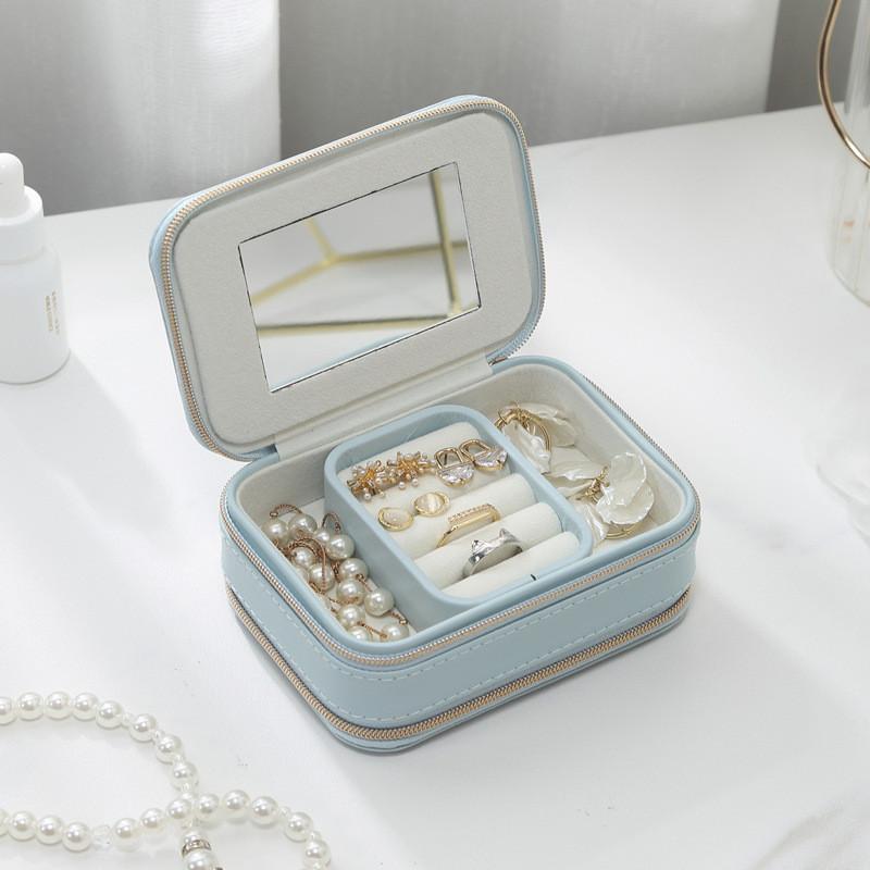 Style Leather Jewelry Box With Divider And Portable Design For Travel